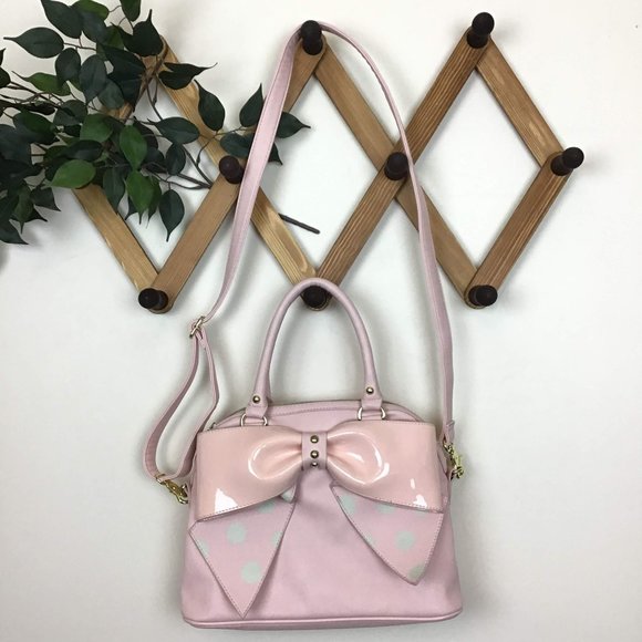 Betsey Johnson Handbags - Betsey Johnson Dome Satchel Polka Dot Bow Purse